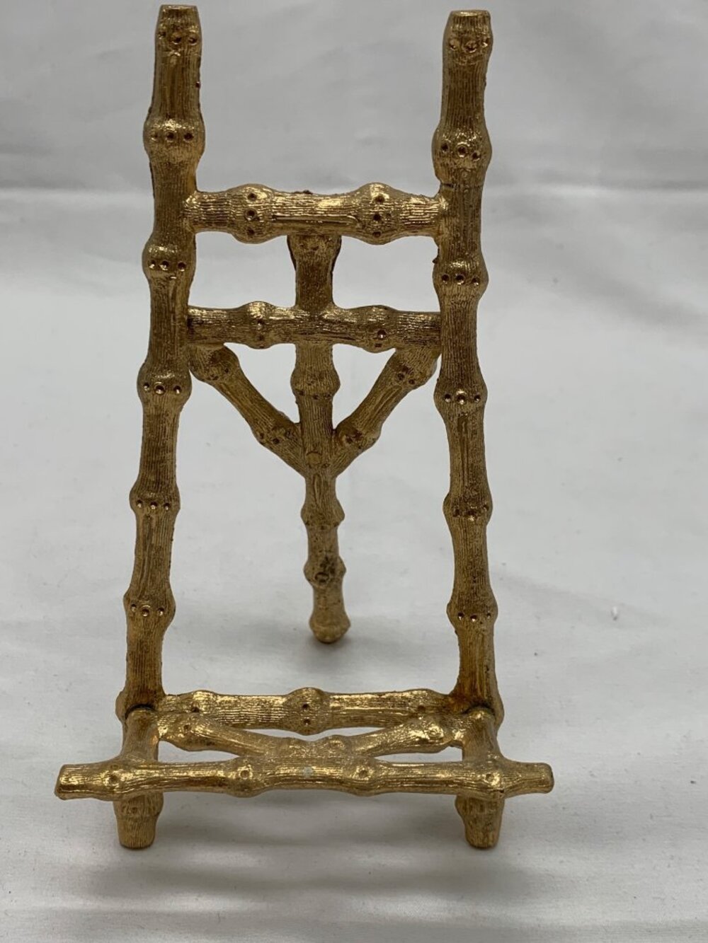Vintage Hollywood Regency Style Bamboo Gold Tone Brass Easel Display Stand